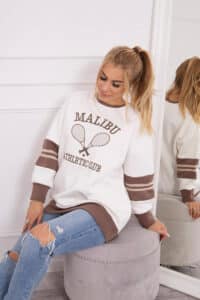 Топъл суитшърт с надпис ”Malibu” – Бежово – 69417-4