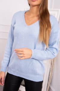 Пуловер С V-Образно Деколте – Синьо – 2020-15-6