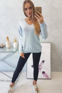 Пуловер С V-Образно Деколте – Синьо – 2020-15-6