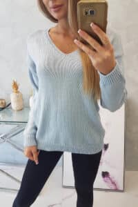 Пуловер С V-Образно Деколте – Синьо – 2020-15-6