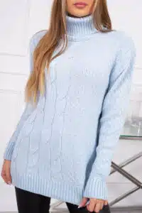 Пуловер тип поло – Син – 2023-1-3