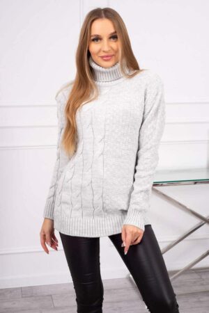 Пуловер тип поло – Сив  – 2023-1-1