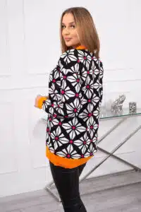 Пуловер С Геометричен Десен – Черно – 8032-5