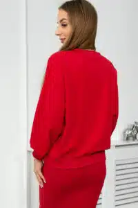 Комплект от 2 части – Блуза + Рокля – Червено – 9450