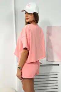 Памучен комплект блуза + Къси панталони – Кайсия – 9460-6
