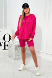 Комплект От 3 Части – Суитшърт + Потник + Клин – Фуксия – 9452-1