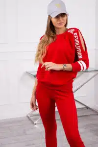 Комплект от 2 части – Панталон + Блуза – Червено – 8849