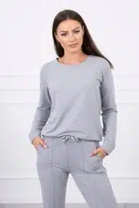 Комплект От 2 Части – Блуза + Панталон – Сив – 9090-6