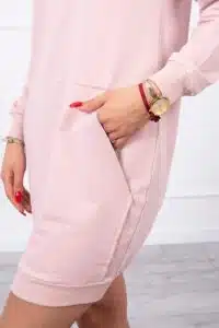 Спортна рокля с качулка и джобове – Прахово розово – 67292-7