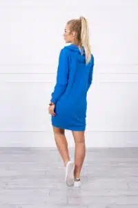 Спортна рокля с качулка и джобове – Синя – 67292-8