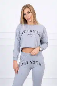 Комплект Блуза + Панталон с щампа Atlanta – Сив – 67832-3