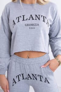 Комплект Блуза + Панталон с щампа Atlanta – Сив – 67832-3