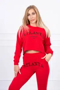 Комплект Блуза + Панталон с щампа Atlanta – Червен – 67832-5