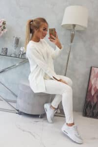 Комплект От 2 Части – Блуза + Панталон – Екрю – 9328-2