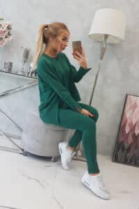 Комплект От 2 Части – Блуза + Панталон – Зелен – 9328-3
