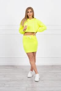 Комплект От 2 Части – Суитшърт С Качулка + Пола – Жълто – 9341-5