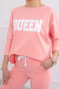 Комплект от 2 части – Блуза +  Панталон – с надпис ” Queen” – Кайсия – 66977