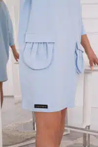 Ежедневна къса рокля с качулка и джобове – Синьо – 9350