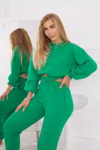 Комплект От 2 Части Блуза + Панталон С Ластик – Зелен – 69416-6