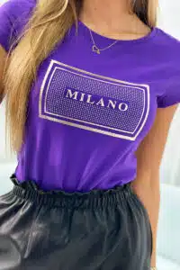 Тениска с щампа “Milano” – Лилаво – 67838