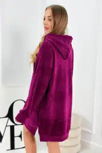 Италианска велурена рокля с качулка – Виолетова – 5672-1
