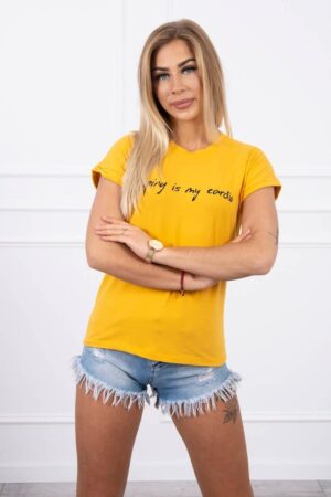 Тениска “Shopping is my cardio” – Горчица – 65297-9