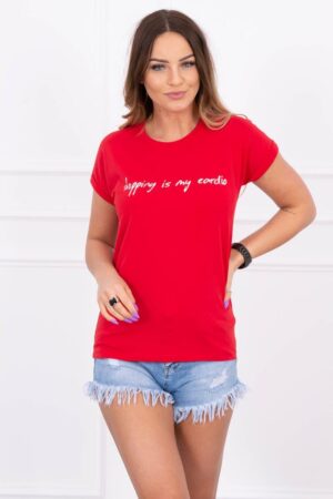 Тениска “Shopping is my cardio” – Червена – 65297-7