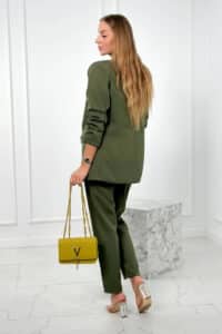 Елегантен Италиански Комплект От Две Части – Сако + Панталон – Каки – 80172K-7