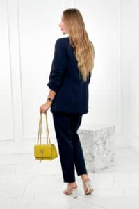 Елегантен Италиански Комплект От Две Части – Сако + Панталон – Морско синьо – 80172K-13