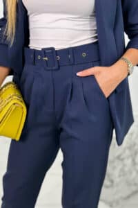 Елегантен Италиански Комплект От Две Части – Сако + Панталон – Морско синьо – 80172K-13