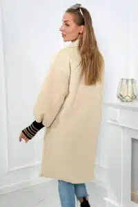 Италианско палто с ластик на ръкава – Бежовo – 2398-1