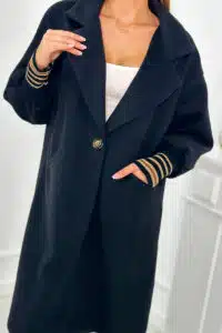 Италианско палто с ластик на ръкава – Черно – 2398