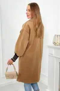 Италианско палто с ластик на ръкава – Камел – 2398-2