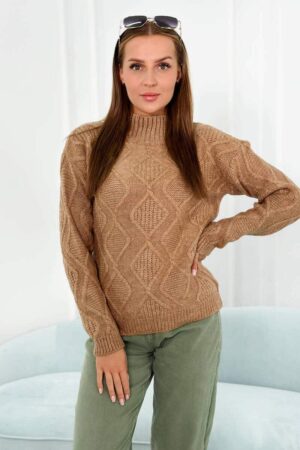 Плетен Пуловер Тип Поло – Кафяв – 2024-10-8