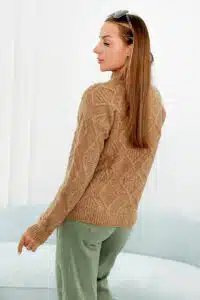 Плетен Пуловер Тип Поло – Кафяв – 2024-10-8