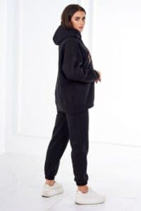 Спортен Комплект От 2 Части – Блуза С Качулка + Панталон – Черно – 9611-2