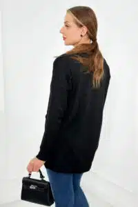 Пуловер с предни джобове – Черен – 24-32-4