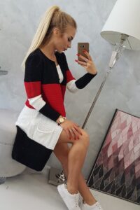 Дълга жилетка с джобове – Червен – 2019-12-9