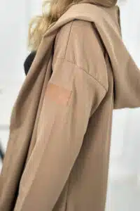 Дълго палто с качулка и джобове – Кафяв – 9077-9