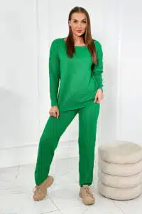 Нежен комплект от две части – блуза + панталон – Зелен – 24-33-5