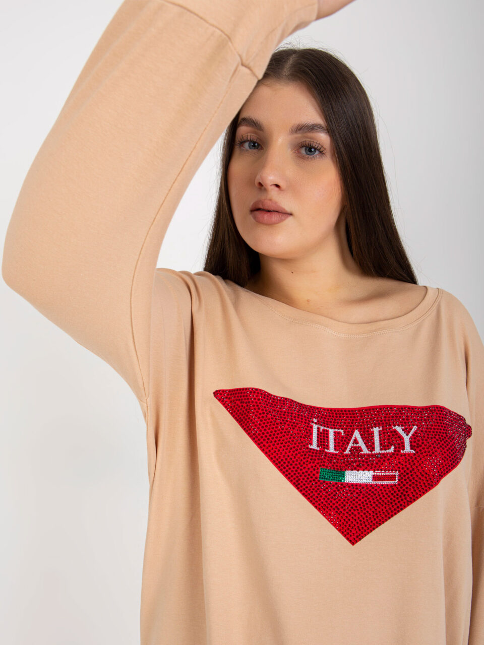 Стилна блуза в размер plus size – Тъмнобежов – 301690