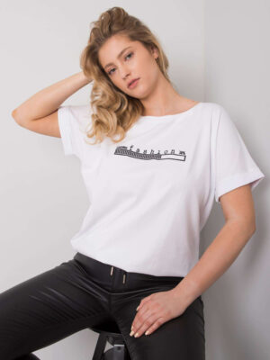 Шикозна блуза в плюс размер – Бял – 958925