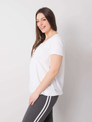 Ежедневна блуза в плюс размер – Бял – 208494