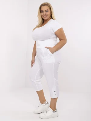 Стилни панталони в големи размери – Бял – 036606