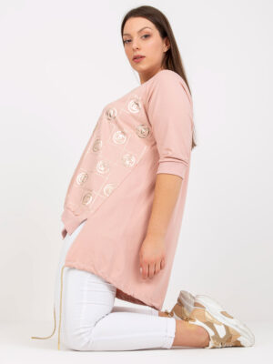 Шикозна блуза в плюс размер – Светлорозов – 215072