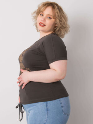 Шикозна блуза в размер Plus Size – Тъмнозелен – 933434