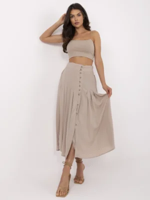Елегантна плисирана пола – Тъмно бежов – 786147
