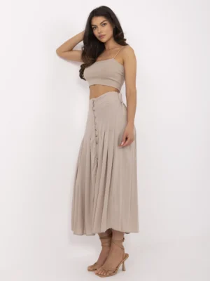 Елегантна плисирана пола – Тъмно бежов – 786147