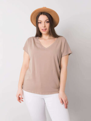 Стилна блуза в големи размери – Тъмнобежов – 852520