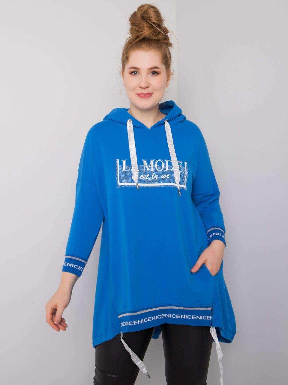 Стилна блуза plus size – Тъмносин – 032402